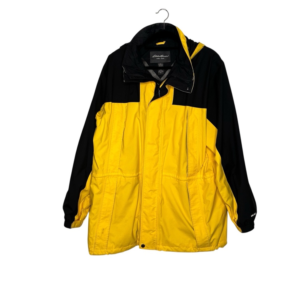Eddie Bauer Men’s Gore-Tex Hooded Yellow Vented Rain Jacket XL